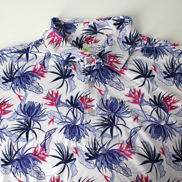 TailorByrd men's polo floral shirt top size 2XL XXL performance golf SPF 30 - Picture 5 of 10